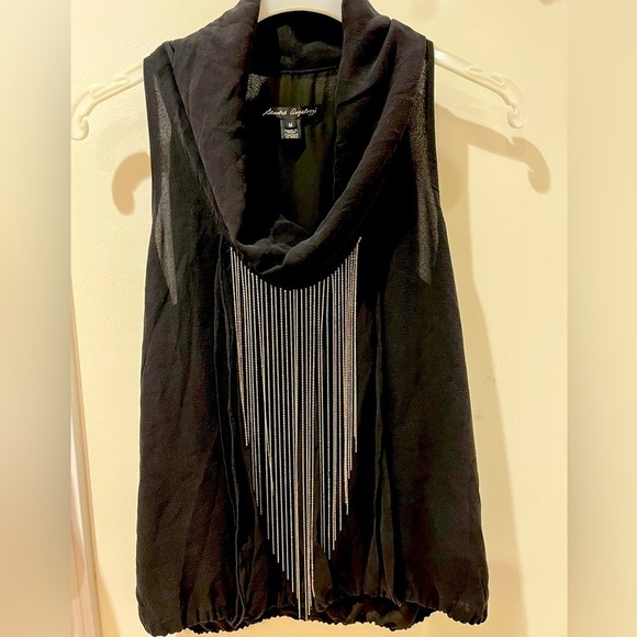 sandra angelozzi Tops - Beautiful silk top with chain embellishments Medium